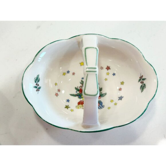 Vintage Retro Nikko Japan Happy Holidays Porcelain China Christmas Tree / Dish S - Picture 7 of 8